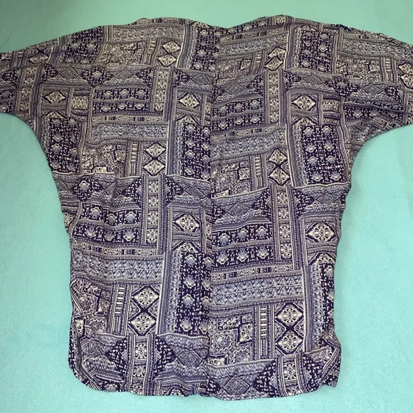 COTTON ON Anja draped kimono tribal patchwork pattern beaded short sleeve size M - Picture 2 of 9